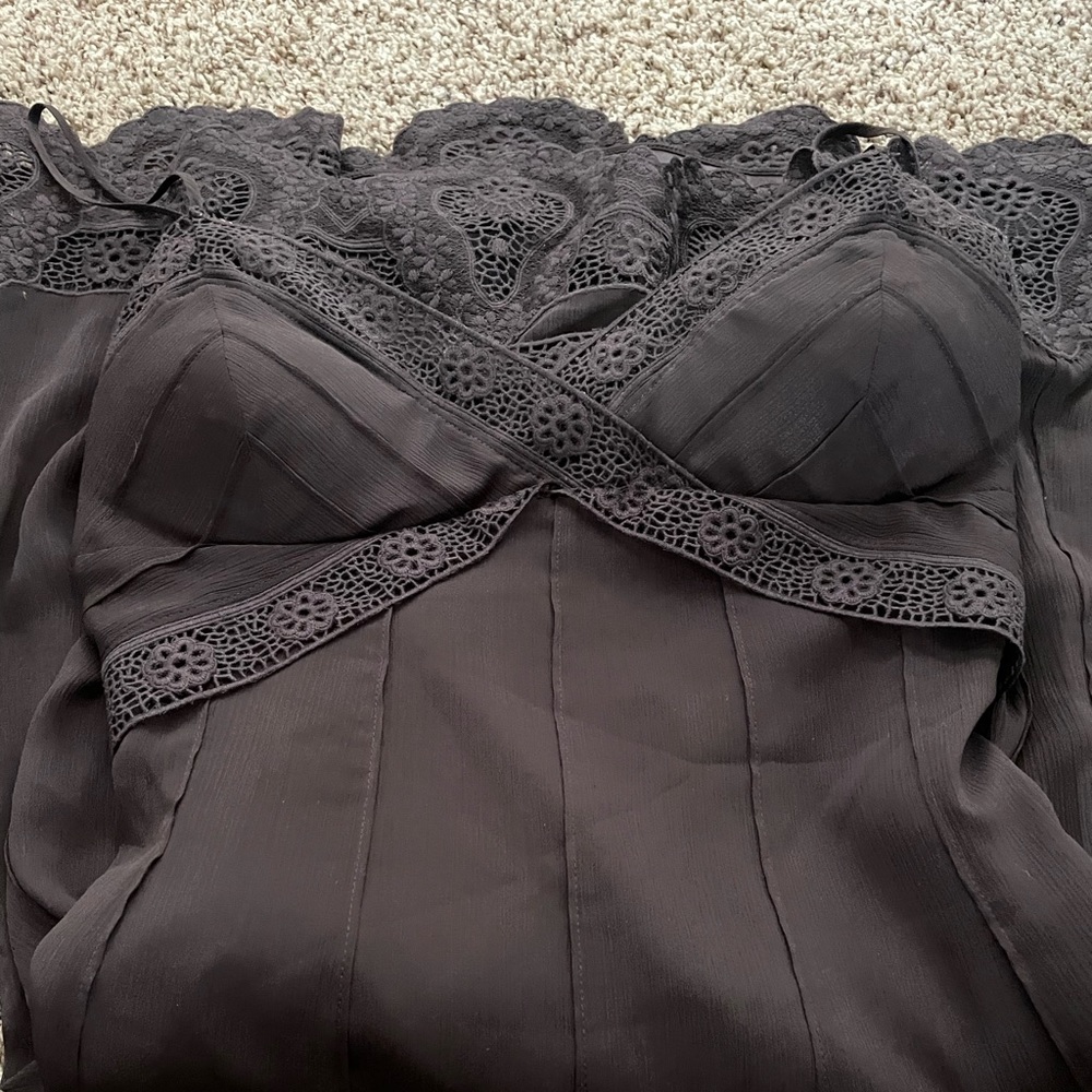 Antonio Melani Brown Embroidered Spaghetti Strap Dress-Size 6